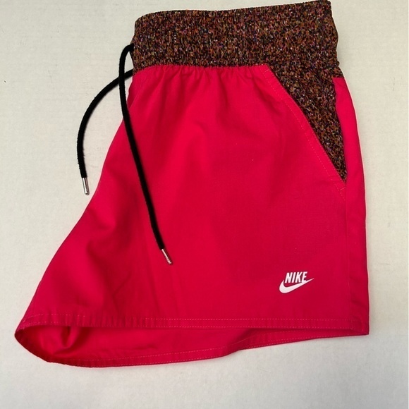 Nike women’s sportswear shorts pink and brown confetti waist band print. Sz M A8 - Picture 2 of 10